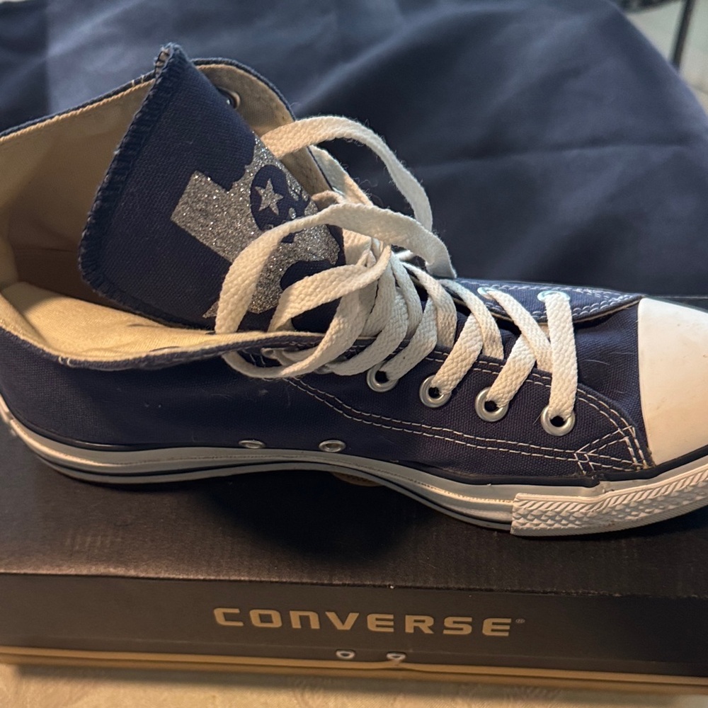 Converse Navy Blue High-Top Sneakers with White Accents